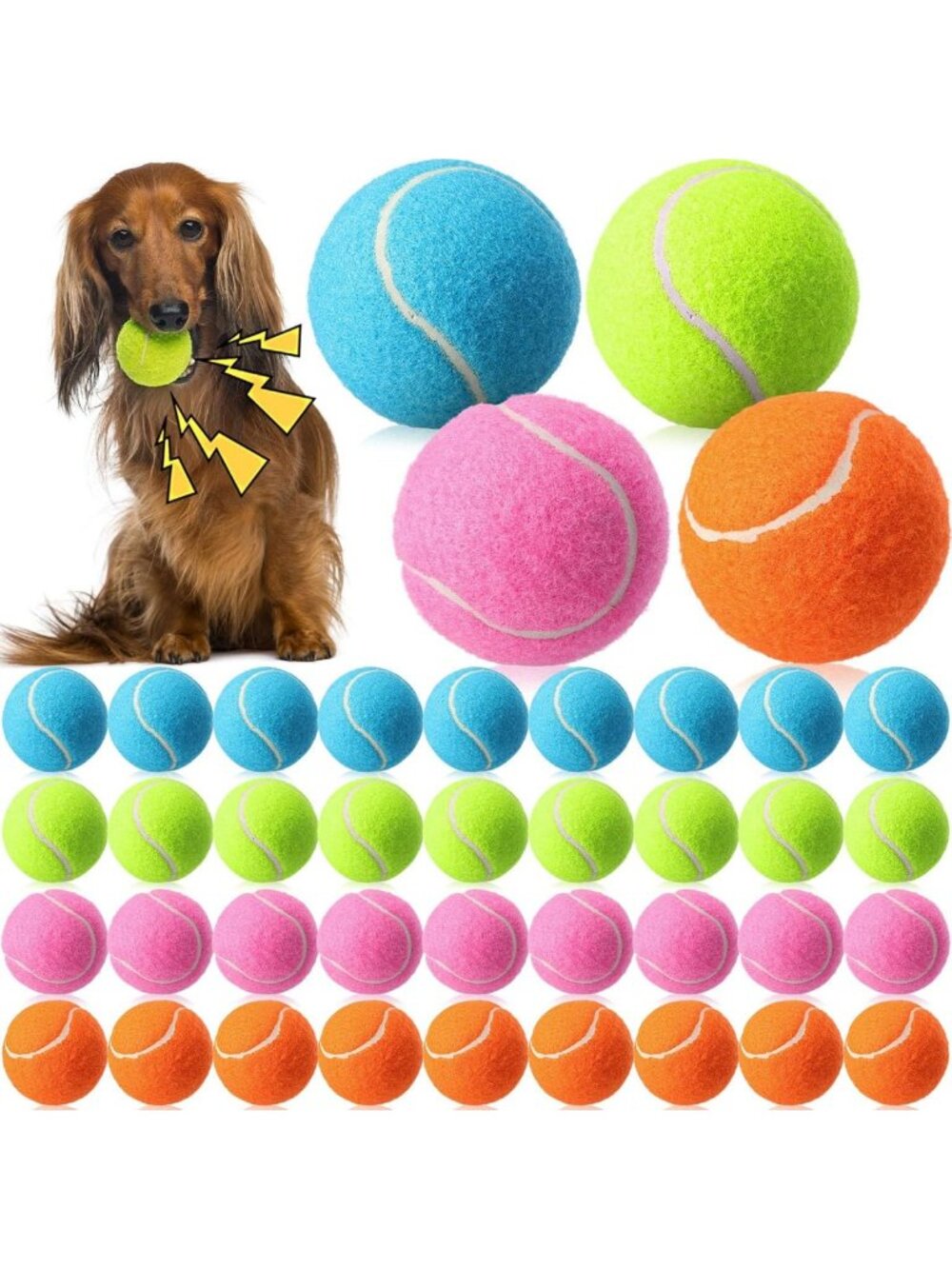 40 Pcs Squeaky Tennis Balls for Dogs - Bouncy Fetch Toys for Indoor & Outdoor